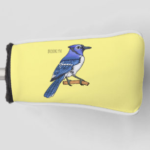 Blue jay bird cartoon illustration  golf head cover