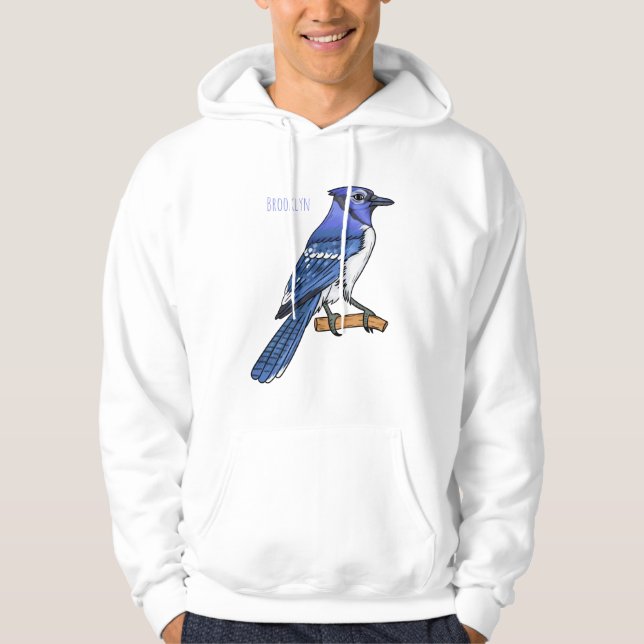 Blue jay bird cartoon illustration  hoodie (Front)