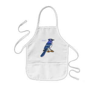 Blue jay bird cartoon illustration kids apron