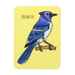 Blue jay bird cartoon illustration magnet