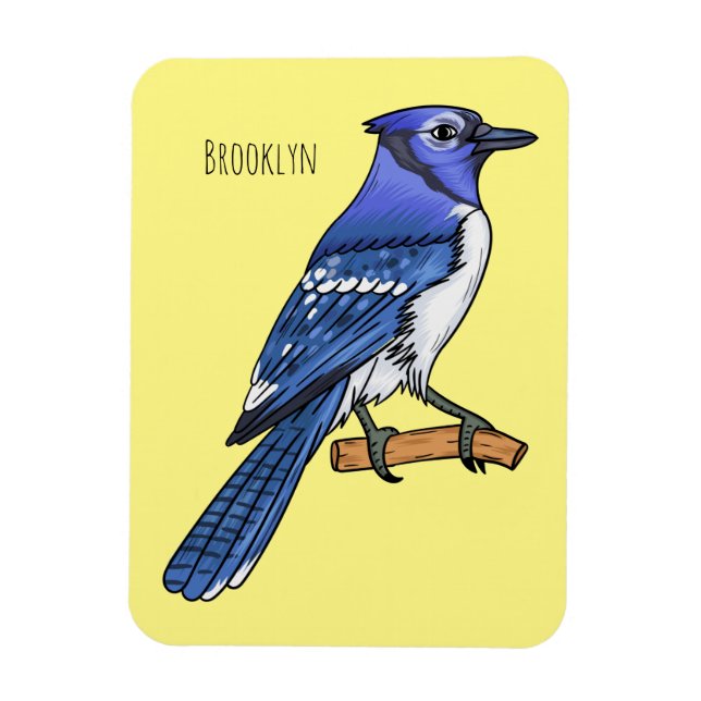 Blue jay bird cartoon illustration magnet (Vertical)