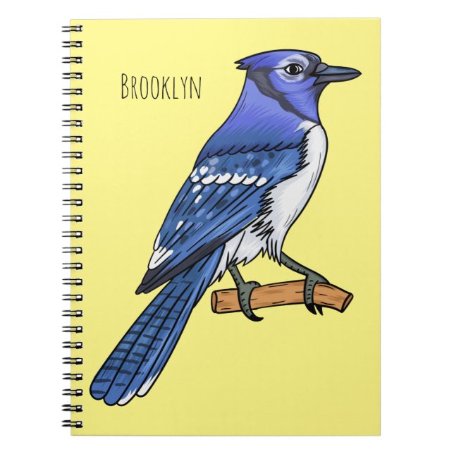 Blue jay bird cartoon illustration  notebook (Front)