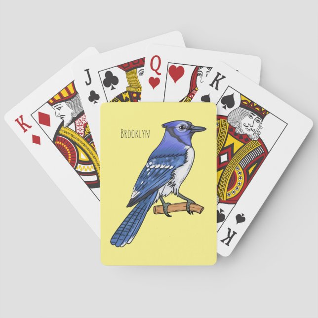 Blue jay bird cartoon illustration playing cards (Back)