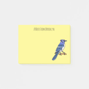 Blue jay bird cartoon illustration post-it notes