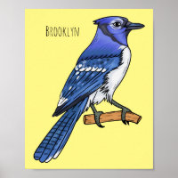 Blue jay bird cartoon illustration 