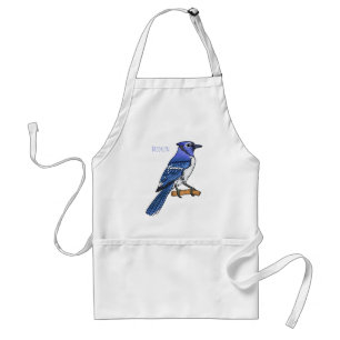 Blue jay bird cartoon illustration standard apron