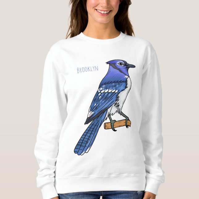 Blue jay bird cartoon illustration  sweatshirt (Front)