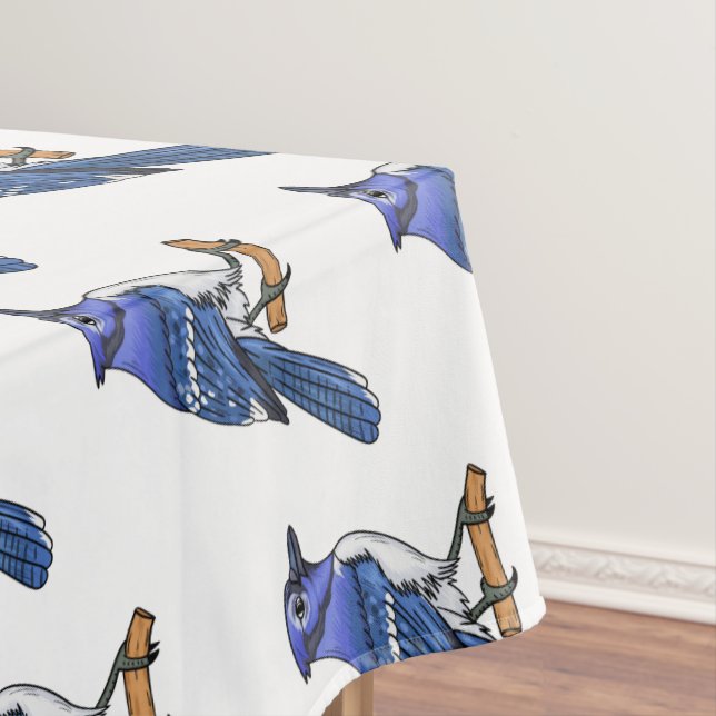 Blue jay bird cartoon illustration  tablecloth (In Situ)