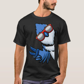 Blue Jay Bird Cyanocitta Cristata From Side With a T-Shirt