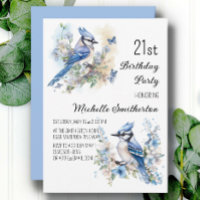 Blue Jay Bird Flowers Springtime 21st Birthday