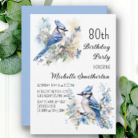 Blue Jay Bird Flowers Springtime 80th Birthday