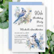 Blue Jay Bird Flowers Springtime 90th Birthday