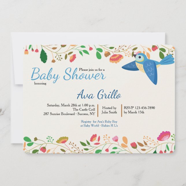 Blue Jay Bird Invitation (Front)