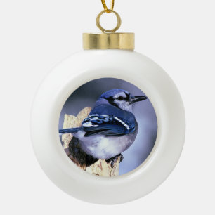 Blue Jay Bird Lovers Christmas Ceramic Ball Christmas Ornament