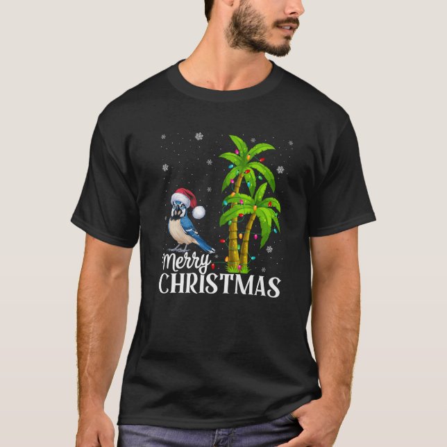 Blue Jay Bird Lovers Men Women Christmas Tree Ligh T-Shirt (Front)