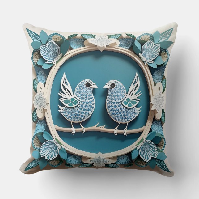 🐦 Blue Jay Bird Nature Lover Gift  Cushion (Front)
