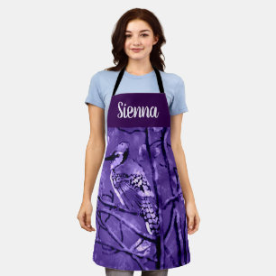 Blue Jay Bird Purple Abstract Art Personalised Apron