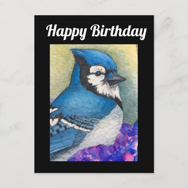 Blue Jay Bird Wildlife Happy Birthday Postcard (Front)