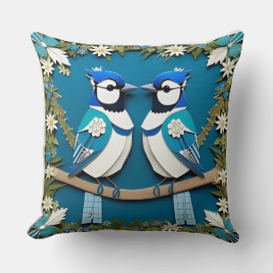 🌿 Blue Jay Bird  Wildlife Home Decor 🐦 Cushion