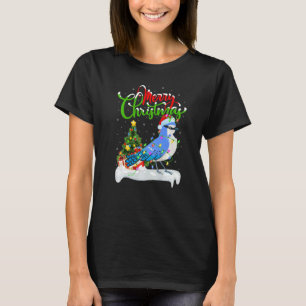 Blue Jay Bird Xmas Decoration Santa Blue Jay Chri T-Shirt