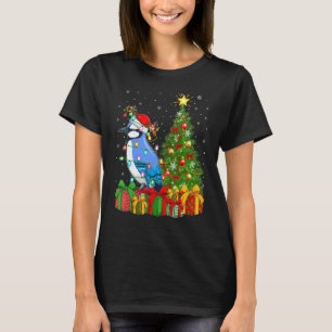 Blue Jay Bird   Xmas Holiday Santa Blue Jay Christ T-Shirt