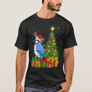 Blue Jay Bird   Xmas Holiday Santa Blue Jay Christ T-Shirt