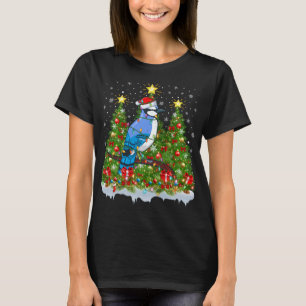 Blue Jay Bird Xmas Lights Santa Blue Jay Christmas T-Shirt