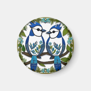 Blue Jay Birds Paper Art Magnet