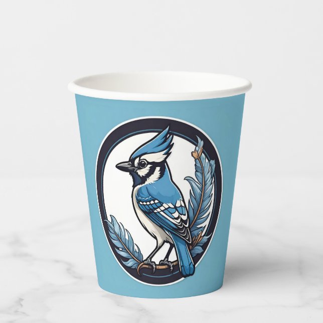 Blue Jay Blue Bird Blue Paper Cups (Front)