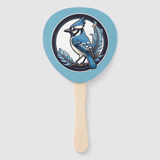Blue Jay Blue Bird Hand Fan (Front)