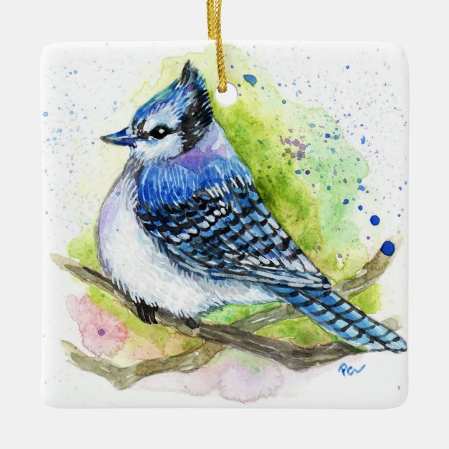 Blue Jay Ceramic Ornament (Front)