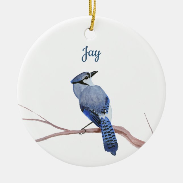 Blue Jay Ceramic Tree Decoration (Front)