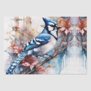 Blue Jay Cherry Blossoms watercolor Tissue Paper