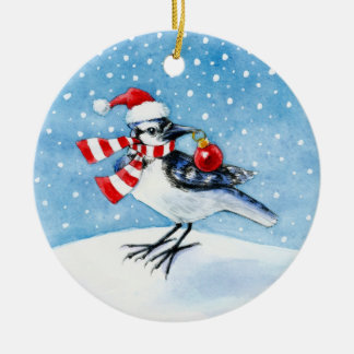 Blue Jay Christmas or Winter ornament