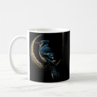 Blue Jay Crescent Moon Celestial Bird Watching Coffee Mug
