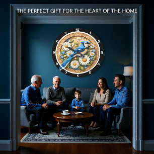 Blue Jay Daisy Heritage Large Clock