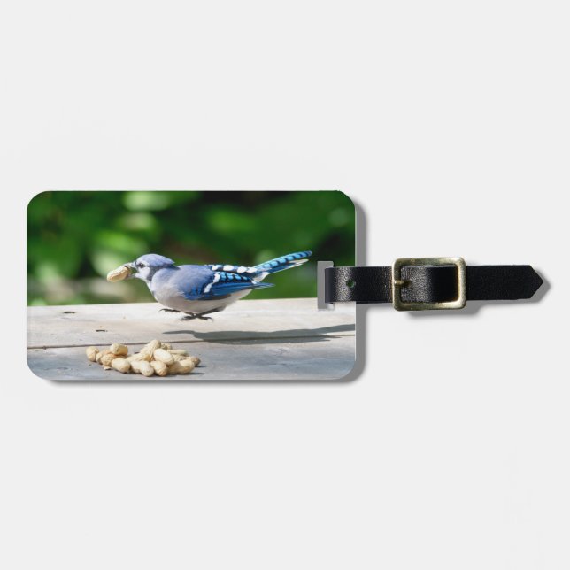 Blue Jay getting a peanut Luggage Tag (Front Horizontal)