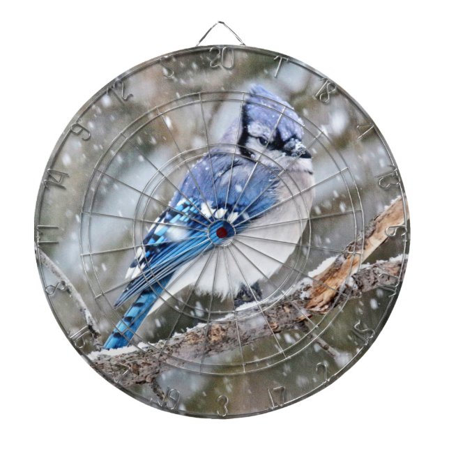 Blue Jay in a Snowstorm Dartboard (Front)