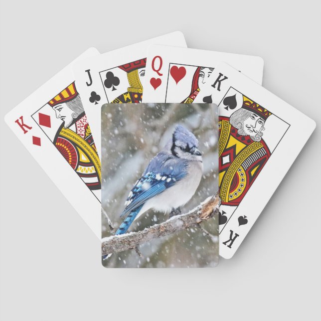 Blue Jay in a Snowstorm Playing Cards (Back)
