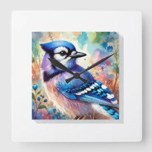 Blue Jay in Tranquil Waters 200624AREF106 - Waterc Square Wall Clock