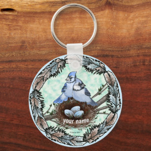 Blue Jay Nest  Key Ring