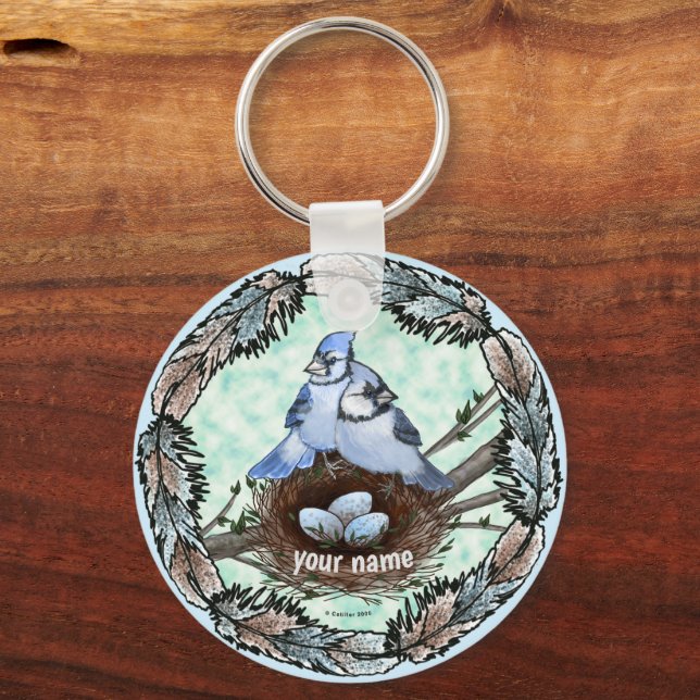 Blue Jay Nest  Key Ring (Front)