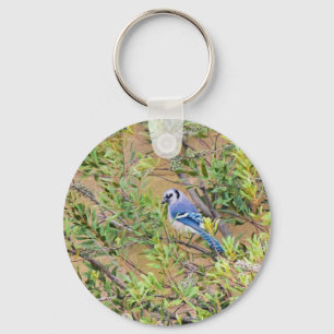 Blue Jay on Wax Myrtle Key Ring