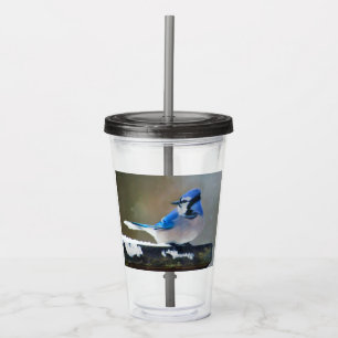 Blue Jay Painting - Original Bird Art Acrylic Tumbler