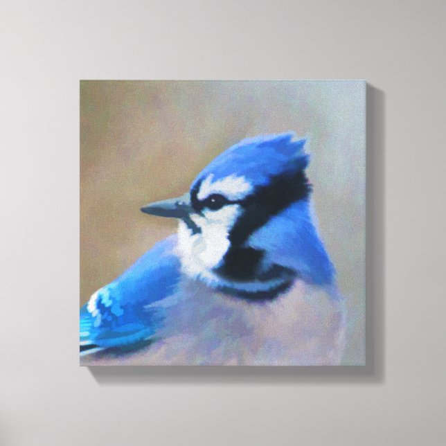 Blue Jay Painting - Original Bird Art Canvas Print (Front)
