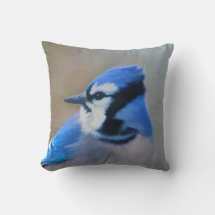 Blue Jay Painting - Original Bird Art Cushion