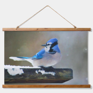 Blue Jay Painting - Original Bird Art Hanging Tapestry