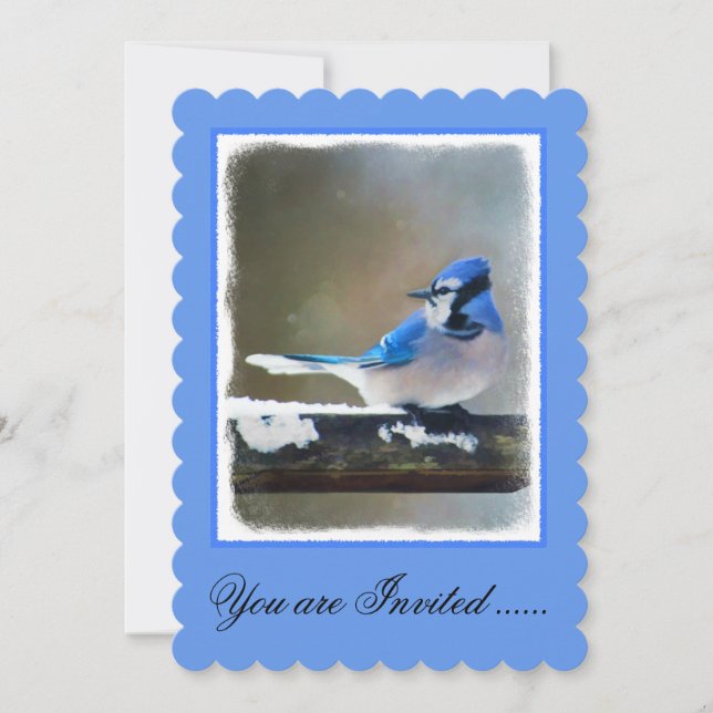Blue Jay Painting - Original Bird Art Invitation (Front)