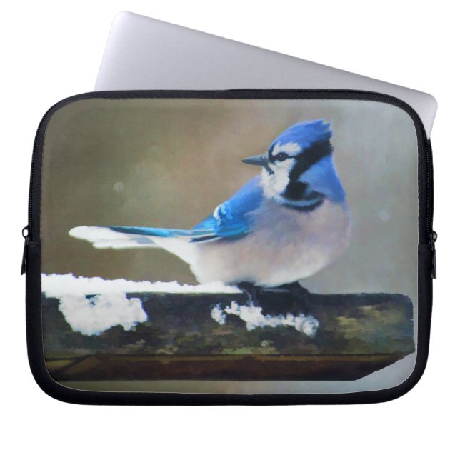Blue Jay Painting - Original Bird Art Laptop Sleeve (Front)