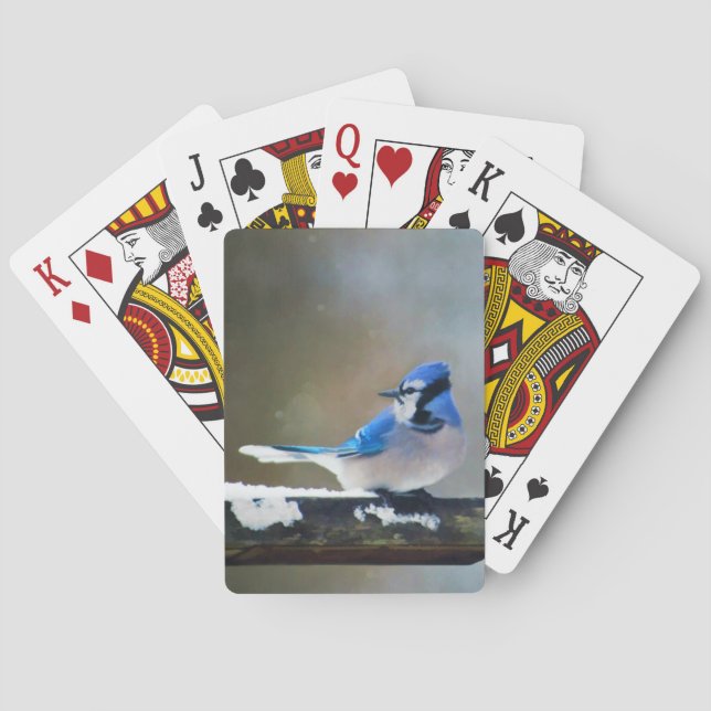 Blue Jay Painting - Original Bird Art Playing Cards (Back)